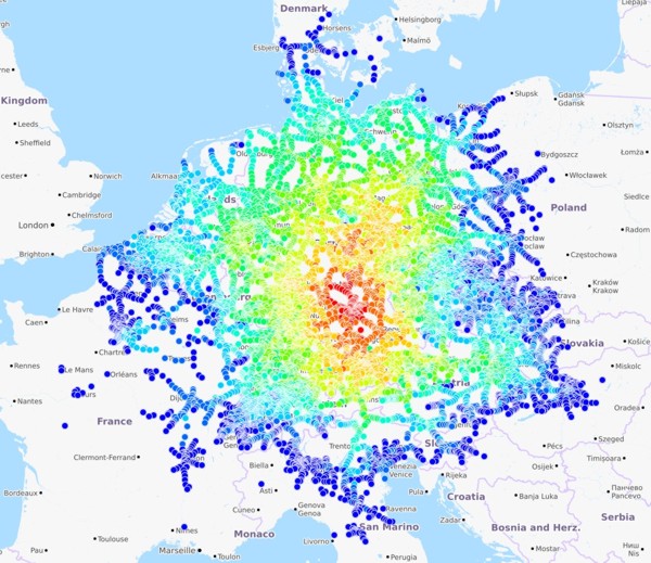 Von Erlangen aus in 10h bei unlimitierter Umsteigezahl