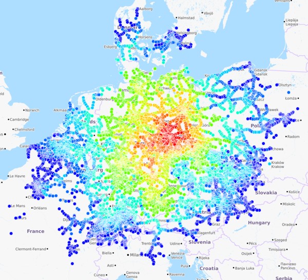 Von Leipzig aus in 10h mit max. 9mal Umsteigen