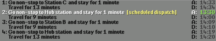 Geplante Abfahrt in eine Richtung