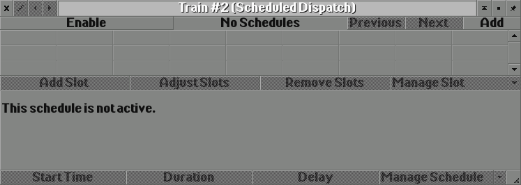 Scheduled dispatch menu